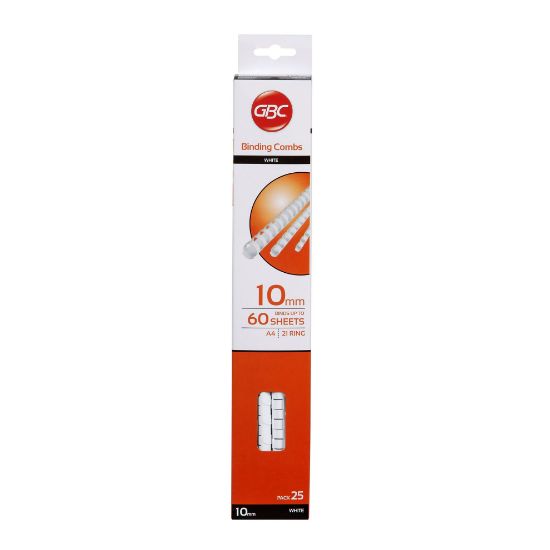 Picture of GBC PLASTIC 21 LOOP 10MM WHITE 25PK