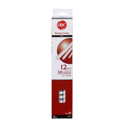 Picture of GBC PLASTIC 21 LOOP 12MM WHITE 25PK