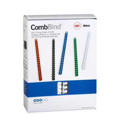 Picture of GBC PLASTIC 21 LOOP 16MM WHITE 100PK
