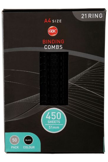 Picture of GBC PLASTIC 21 LOOP 51MM BLACK 50PK