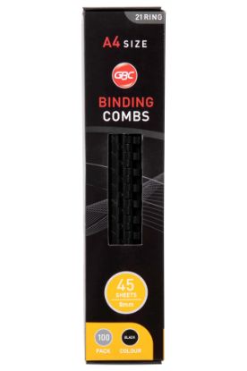 Picture of GBC PLASTIC 21 LOOP 8MM BLACK 100PK