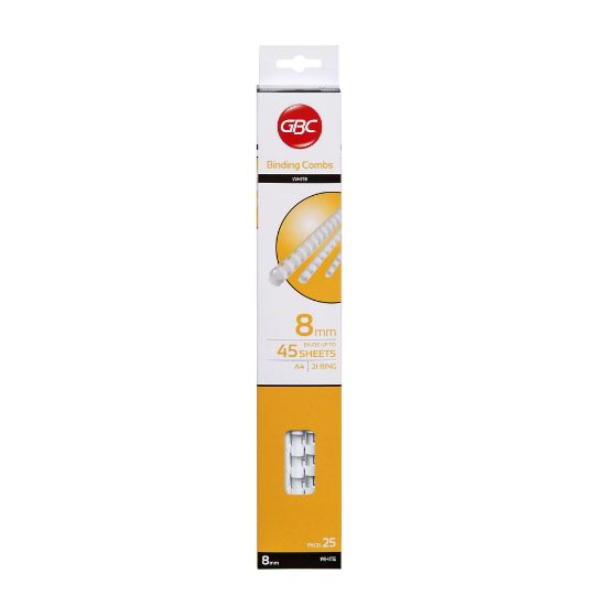 Picture of GBC PLASTIC 21 LOOP 8MM WHITE 25PK