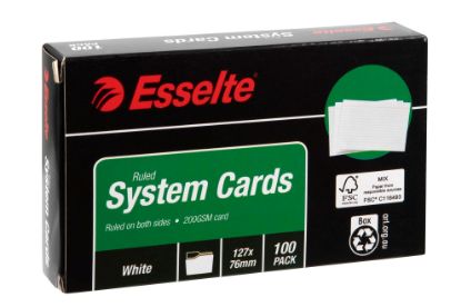 Picture of ESSELTE SYS CARDS 127X76MM(5X3)WHT PK100