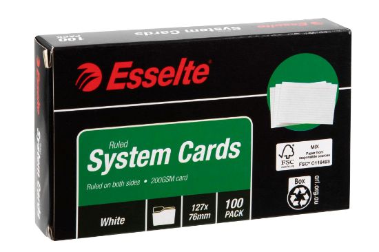 Picture of ESSELTE SYS CARDS 127X76MM(5X3)WHT PK100