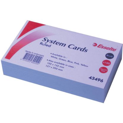 Picture of ESSELTE SYS CARDS 127X76MM(5X3)BLU PK100