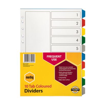 Picture of MBG DIVIDERS MULT CLR PP A4 10TAB