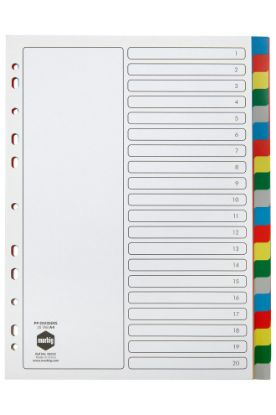 Picture of MBG DIVIDERS MULT CLR PP A4 20TAB