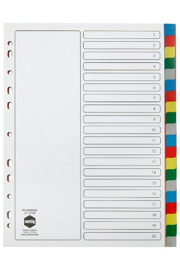 Picture of MBG DIVIDERS MULT CLR PP A4 20TAB