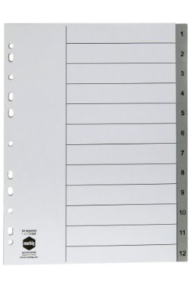 Picture of MBG INDICES GREY PP A4 1-12TAB