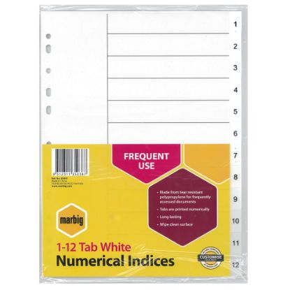 Picture of MBG INDICES WHITE PP A4 1-12TAB