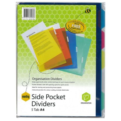 Picture of MBG DIVIDERS SIDE POCKETS CLR PP A4 5TAB