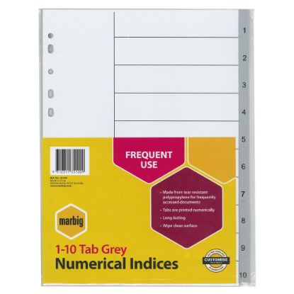 Picture of MBG INDICES GREY PP A4 1-10TAB