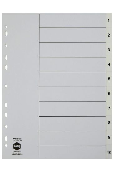 Picture of MBG INDICES WHITE PP A4 1-10TAB
