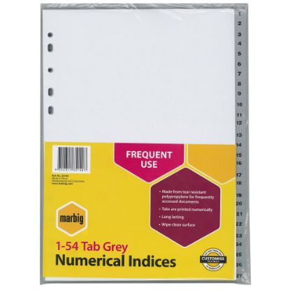 Picture of MBG INDICES GREY PP A4 1-54TAB