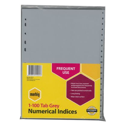 Picture of MBG INDICES GREY PP A4 1-100TAB