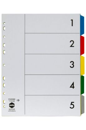 Picture of MBG DIVIDERS XWIDE CLR PP A4 5TAB