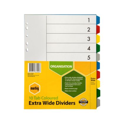 Picture of MBG DIVIDERS XWIDE CLR PP A4 10TAB