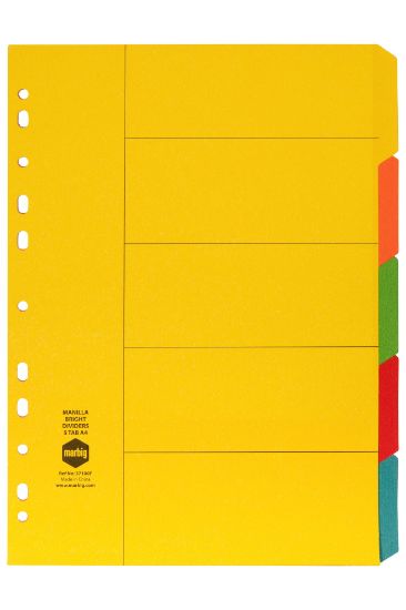 Picture of MBG DIVIDERS BRIGHTS MNLLA A4 5TAB