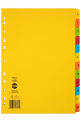 Picture of MBG DIVIDERS BRIGHTS MNLLA A4 1-12TAB