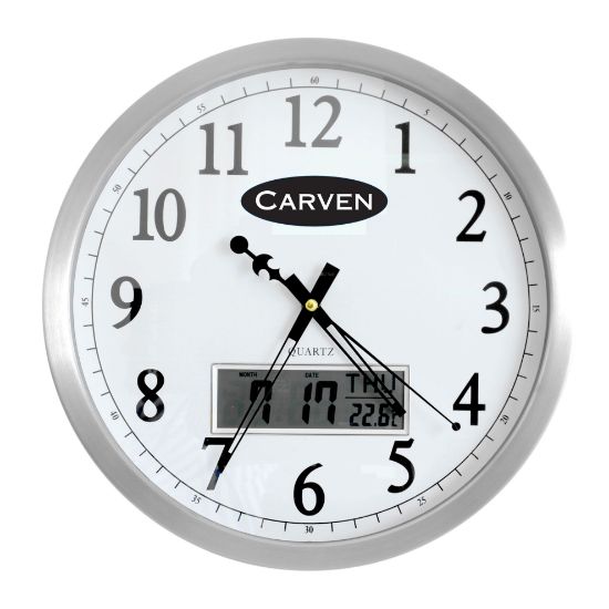 Picture of CARVEN 35CM LCD DATE CLOCK ALUMINIUM