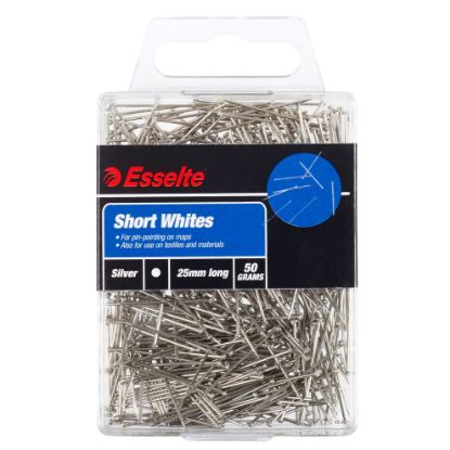 Picture of ESSELTE PINS SHORT WHITE 25MM 50GM