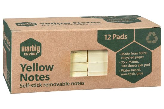 Picture of NOTES ENVIRO 75X75MM YELLOW 12PK