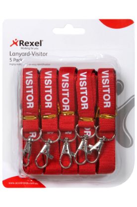 Picture of RXL PREPRINTED VISITOR LANYARD RED PK 5