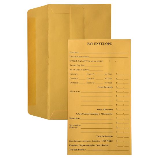 Picture of CMB ENV SLF SEAL PAY PKT 90X165 GD BX500