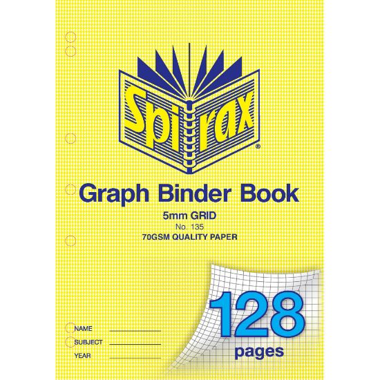 Picture of SPIRAX 135 GRAPH BINDER BOOK 5MM 128PG