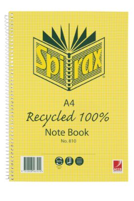 Picture of SPIRAX 810 RECYCLED NOTEBOOK A4 120 PAGE
