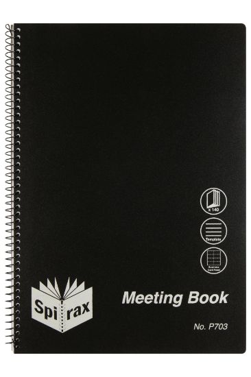 Picture of SPIRAX BLACK PP MEETING BOOK A4  140 PG