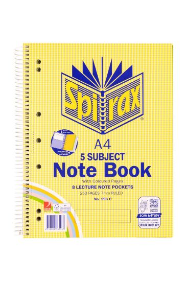 Picture of SPIRAX 596C 5 SUBJECT COLOURED A4 250PG