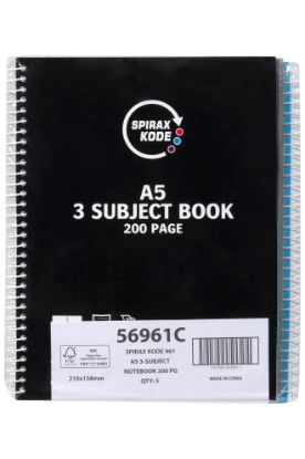 Picture of SPIRAX KODE 961 A5 3-SUBJECT BOOK 200PG