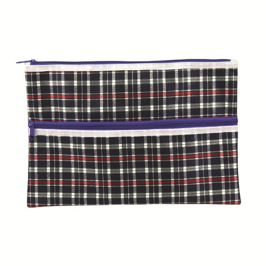 Picture of CELCO PENCIL CASE 375X264MM 2 ZIP TARTAN