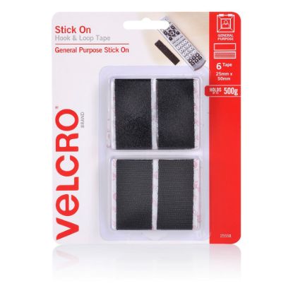 Picture of VELCRO STICKON TAPE H&L 25X50MM 6SET BLK
