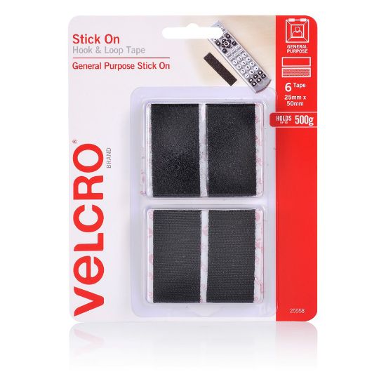 Picture of VELCRO STICKON TAPE H&L 25X50MM 6SET BLK
