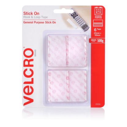 Picture of VELCRO STICK ON H&L TAPE 25X50MM WHT PK6