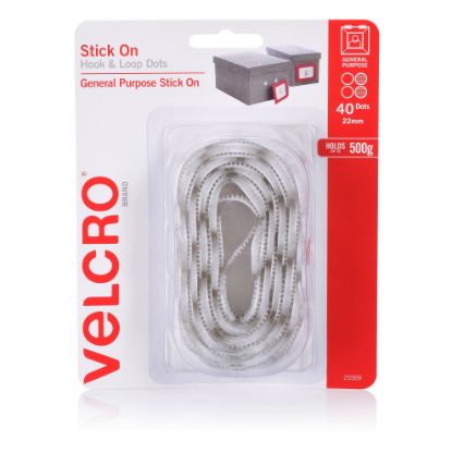 Picture of VELCRO STICK ON H&L DOTS 22MM 40DOTS WHT