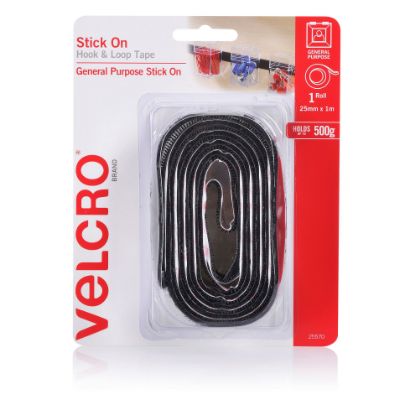 Picture of VELCRO STICK ON H&L TAPE 25MMX1M BLACK