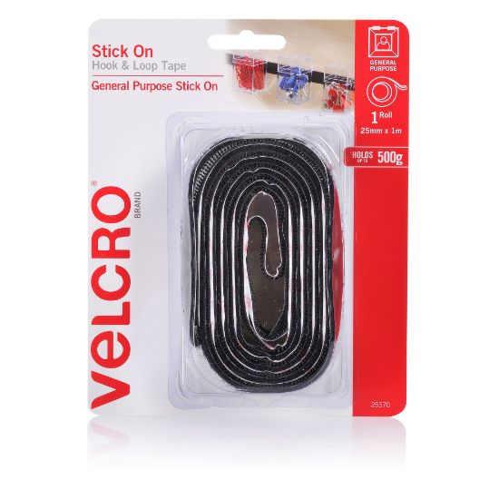 Picture of VELCRO STICK ON H&L TAPE 25MMX1M BLACK