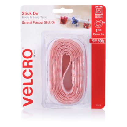 Picture of VELCRO STICK ON H&L TAPE 25MMX1M WHITE