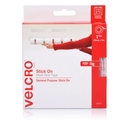 Picture of VELCRO STICK ON HOOK ONLY 25MMX5M WHT