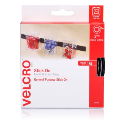 Picture of VELCRO STICK ON H&L TAPE 25MMX2.5M BLK