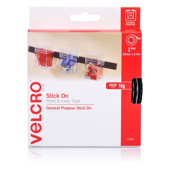 Picture of VELCRO STICK ON H&L TAPE 25MMX2.5M BLK