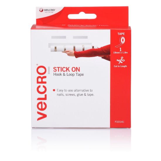 Picture of VELCRO STRIP H&L 19MMX1.8M WHT DISP