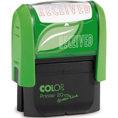 Picture of COLOP P20 NEW GREEN RECEIVED RED 14X38MM