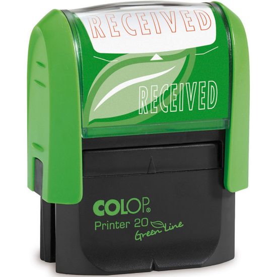 Picture of COLOP P20 NEW GREEN RECEIVED RED 14X38MM