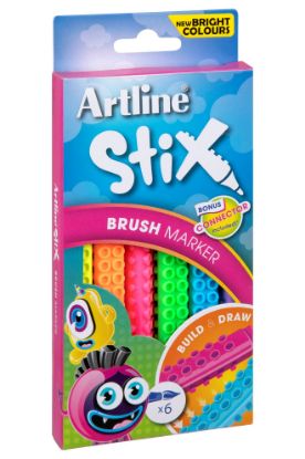 Picture of ARTLINE STIX BRUSH MARKER NEON 6PK