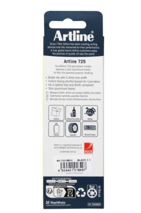 Picture of ARTLINE 725 PERMANENT MKR BLACK PK2 HS